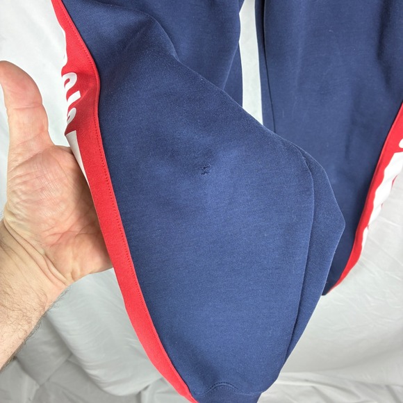 Polo Ralph Lauren Joggers Small Spell Out Logo Blue Red White Stripe Sweatpants - Picture 9 of 15